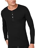 Schiesser Herren Unterhemd Shirt Langarm 1/1 mit Knopfleiste Box - 174019, Größe Herren:4, Farbe:schw