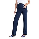 MAMAJEANS Cinzia - Bequeme Umstandshosen, Breites Bein Entspannende Hosen Yogahose mit extra Bauch-Panel/Umstandsmode - Made in Italy (M, Blau)