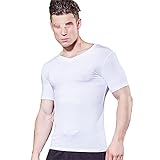 Muskelshirt Herren Modern Einfachheit Mode Einfarbig V-Ausschnitt Herren Shirt Sommer Basic Slim Fit Stretch Kurzarm Gym Workout Wicking Breathable T-S