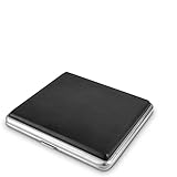 Zigarettenetui 20 Zigaretten für Damen und Herren - Elegante Zigarettenbox Metall mit Kunstlederbezug - Unisex Cigarette Case - Zigarillo E