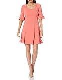 Donna Morgan Damen Crepe Scoop Neck Dress with Princess Seams Freizeitkleidung, Zinnoberrot, 30