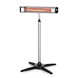 Blumfeldt Dark Wave Infrarotstrahler, Heizstrahler Terrasse, MinimalGlare Heating Tube: Goldbeschichtete Carbonröhre, 9 Heizstufen, Timer, IP65, LED-Display, Deckenheizstrahler mit 2500 W, silb