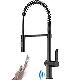 APPASO Touchless Sensor Wasserhahn Küche, Küchenarmatur 360° Drehbar, Spültischarmatur mit 20 Zoll Ausziehbar Brause, Spiralfederarmatur Zinklegierung mit 2 Strahlarten- Hochdruck | Mattschw