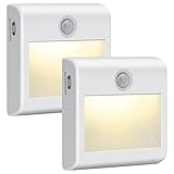 Nachtlicht Kinder mit Bewegungsmelder, 2 Stück Warmweiß LED Nachtlicht, 3 Modi (AUTO/ON/OFF) LED Nachtlampe mit Haftend, Nachtlicht Baby für Kinderzimmer, Schlafzimmer, Treppen, Flur, Gang, Kü