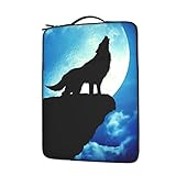 MBNGGAB Sternennacht Wolf Vollmond Laptop Hülle 13 Zoll Laptoptasche Wasserdicht Tragbar Laptop Männlich und Weib