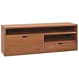 YOPOTIKA TV Tisch Fernsehschrank Lowboard Beistellschrank, Couchtisch, Abstelltisch Seitenschrank HiFi-Schrank,Sideboard TV-Schrank 110x30x40 cm Massivholz Teak