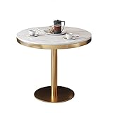 Side table-Q Runde Metalltische, Bistro Couchtisch Scandi Style Bar Tischverhandlungstisch 60cm Marmorplatte Für Kaffee Tee Seite Ende Tische - Weiß(Size:60CM,Color:Weiß)