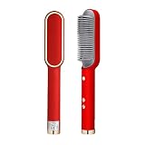 LUHUANONG Haarglätterbürste, Anionen-Glättbürste, 30s schnelles Aufheizen & 5 Temperatureinstellungen & Verbrühungsschutz, perfekt für den professionellen Salon zu Hause (Color : Red)