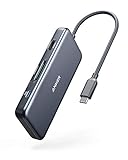 Anker USB C Hub, PowerExpand+ 7-in-1 USB C Adapter, 4K HDMI, 100W Ladepower, USB-C & USB-A 5Gbps Datenanschluss, microSD- und SD-Kartenleser, für MacBook Air, MacBook Pro, XPS,