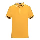 RFL Herren Poloshirt Kurzarm Slim Fit Stretchable Baumwolle Polo T-Shirt für Männer Casual Arbeit Sport Gelb Gelb L