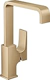 hansgrohe Wasserhahn Metropol, wassersparende Armatur mit Komfort-Höhe 230mm mit Push-Open Ablaufgarnitur, Brushed B