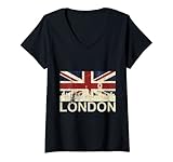 Damen London England Groß Britannien UK T-Shirt mit V