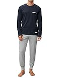 Marc O’Polo Body & Beach Herren M-LOUNGESET LS Crew-Neck Pyjamaset, Nachtblau, S