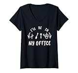 Damen Lustiger Gartenspaß mit englischer Aufschrift „I'll Be In My Office Garden“ T-Shirt mit V