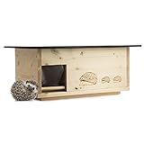 Woid Herz XXXL Igelhaus 2 mal lasiert (IG1) Igelhotel Igelhütte Igelfutterhaus - Igelhaus mit Labyrintheingang und Rattenklappe - mit Boden und Abnehmbarer Dachöffnung zur leichteren Reinigung