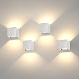 K-Bright 4 Pack LED Wandleuchten,12W, Auf und ab Abstrahlwinkel Einstellbar,IP65,Warmweiß Außenwandleuchten für Schlafzimmer Balkon,Weiß