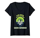 Damen Ich Habe Den Cache Gefunden Spruch Geocaching Hobbysport T-Shirt mit V