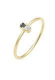 Elli PREMIUM Ring Damen Bi-Color Schwarzer mit Diamant (0.06 ct.) in 375 Gelbg