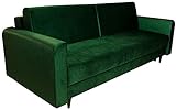 Modernes Luiza Sofa mit Schlaffunktion und Bettkasten, Couch mit Bettfunktion (Grün)