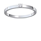 Verlobungsringe Weißgold 585 Brillant'Relation' von Amoonic Damen-Ring mit Diamanten Ringe Weißgold 14k Karat 585 Weißgold Verlobung Ring mit Stein Brilliant schmal 0,04 Carat FF51WG585BRFA54
