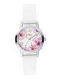 s.Oliver Mädchen Analog Quarz Uhr mit Silicone Armband SO-4076-PQ