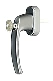 Hoppe Sicherheits Fenstergriff 100 Nm abschließbar (Gleichschließend) Stahlfarben Aluminium mit verdeckter Schraubung incl. SN-TEC® Montageset (5 Stück)