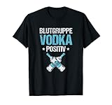 Blutgruppe Vodka Positiv Wodkaflasche Alkohol Party Geschenk T-S