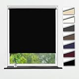 Eurohome Thermo Rollo Verdunkelungsrollo 70X160cm (Stoffbreite 66 cm) Schwarz Klemmfix ohne Bohren für Fenster und Tü