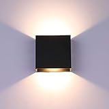 Glighone Dimmbar Wandlampe LED, 10W Schwarz Aluminum Modern LED Wandleuchte Innen Licht Up Down Wandlicht für Wohnzimmer, Schlafzimmer, Flur, Balkon, Treppen, Warmweiß 3000
