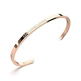 THIORA® - Live Love Laugh Armreif | Größe Anpassbar | 3mm Spruch Armband mit Gravur | Lebe Liebe Lache | Damen Sprucharmband | Bangle | Rosegold ('Live Love Laugh' - Rosegold)