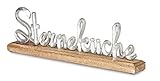 levandeo Schriftzug Sterneküche 40cm Metall Silber Mango Holz Deko Aufsteller Tischdeko Wohndekoration Küche Küchendeko Geschenk