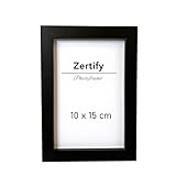 Zertify® 6er Pack (6 STK.) Bilderrahmen SCHWARZ - (10 x 15 cm) - Holzrahmen mit kratzfestem Echtg