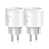 Eslas Smart WLAN Steckdose, Alexa Steckdose 16A 3520W, WiFi kompatibel Steckdose mit Alexa, Google Assistant, Fernsteuerung, misst den Stromverbrauch, Sprachsteuerung, zeitschaltuhr, 2,4GHz, 2 Stück