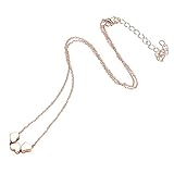 Halskette mit Anhänger 2021 für Damen, Edelstahl, drei Herzanhänger, Luxus-Schmuck, weibliches Geschenk (China, hellgelbgoldfarben)