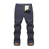 LUNULE Herren Wanderhose Winddicht Wasserdicht Arbeitshose Verdickte Warm Gefüttert Trekkinghose mit Taschen für Männer Lange Regular Fit Thermohose Herren Outdoor Fitness Softshellhose Tactical H