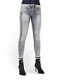 G-STAR RAW Womens 3301 Mid Waist Skinny Ripped Ankle Jeans, Faded Seal Grey A634-C274, 29W / 30L