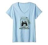 Damen Vintage Poconos, Pennsylvania Souvenir T-Shirt mit V