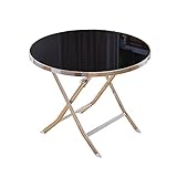 ZJYJFBY Klapptisch, Haushaltsrunder Esstisch/Couchtisch/Freizeittisch/Verhandlungstisch, Outdoor-Camping-Glastisch, Φ60/70/80cm (Color : B, Size : 70cm)