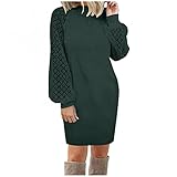 GFGHH Strickkleider Damen Pulloverkleid Elegante Pullover Rundkragen Winterkleid Casual Langarm Minikleid Strickkleider Tunika Kleid Sweater Strickkleid Rollkragen Elastizität Feinstrick Pullik