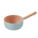 Schneepfanne im japanischen Stil，Pfanne mit Glasdeckel，Suppentopf mit Induktionsherd，Ergonomischer kleiner Milchtopf aus Massivholz，Universalkochgeschirr 18cm (Blau)