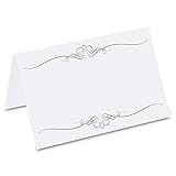 PRICARO Tischkarten Ornament, Silber, 50 Stück