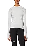 Amazon-Marke: AURIQUE Damen nahtloses Sporttop mit langen Ärmeln, Grau (Light Grey), 38, Label:M