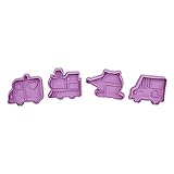 SIFDNRGNFN PläTzchen Ausstecher 4 Teile/Satz Plastikkeks Backformen (Schneemann/Schneeflocke/Weihnachtsbaum/Santa Claus Muster Backformen) Ausstechformen Kinder (Color : Car Set)