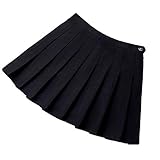 U/A Rock Mädchen A Gitter Kurz Kleid Hohe Taille Plissee Tennis Rock Uniform mit Innenshorts Unterhose für Badminton Cheerleader Gr. 36, Schw