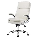 Yamasoro Bürostuhl ergonomischer Schreibtischstuhl Chefsessel mit aufklappbaren Armlehnen, höhenverstellbarer 360° Drehstuhl, Office Chair mit Verstellbarer Lordosenstütze, Büro Stuhl (weiß)