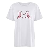 Herren Kurzarm Casual Skeleton Printing Romance Drop Shoulder Rundhals Pullover t-Shirt Bluse 2725 Striker Luxor, Langer arm,Uni,Comfort Hawaii-Hemd Hawaiian 1980- navyblue men'sshirt Kap