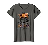 Damen Messy Bun Dental Life Lustige Dental Halloween Gruselsaison T-S