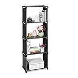 Relaxdays Standregal Stoff, HBT 145x53x30,5 cm, Ablageregal Stecksystem, 4 Fächer, Regal Keller, Wohnzimmer, Flur, g