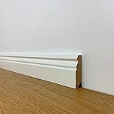 24 m Trevendo Sockelleiste Massivholz weiß lackiert altberliner Pofil 16 x 58 x 2400