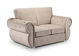 Honeypot - Sofa – Belfast – Fullback – 4-Sitzer – 3-Sitzer – 2-Sitzer – Sessel – Drehstuhl – Ecksofa – Fußhocker – Plüsch grau – beige (2-Sitzer, Beige)